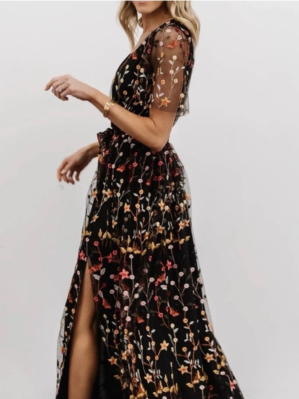 Baltic Born Embroidered Marseille Dress - black multi floral